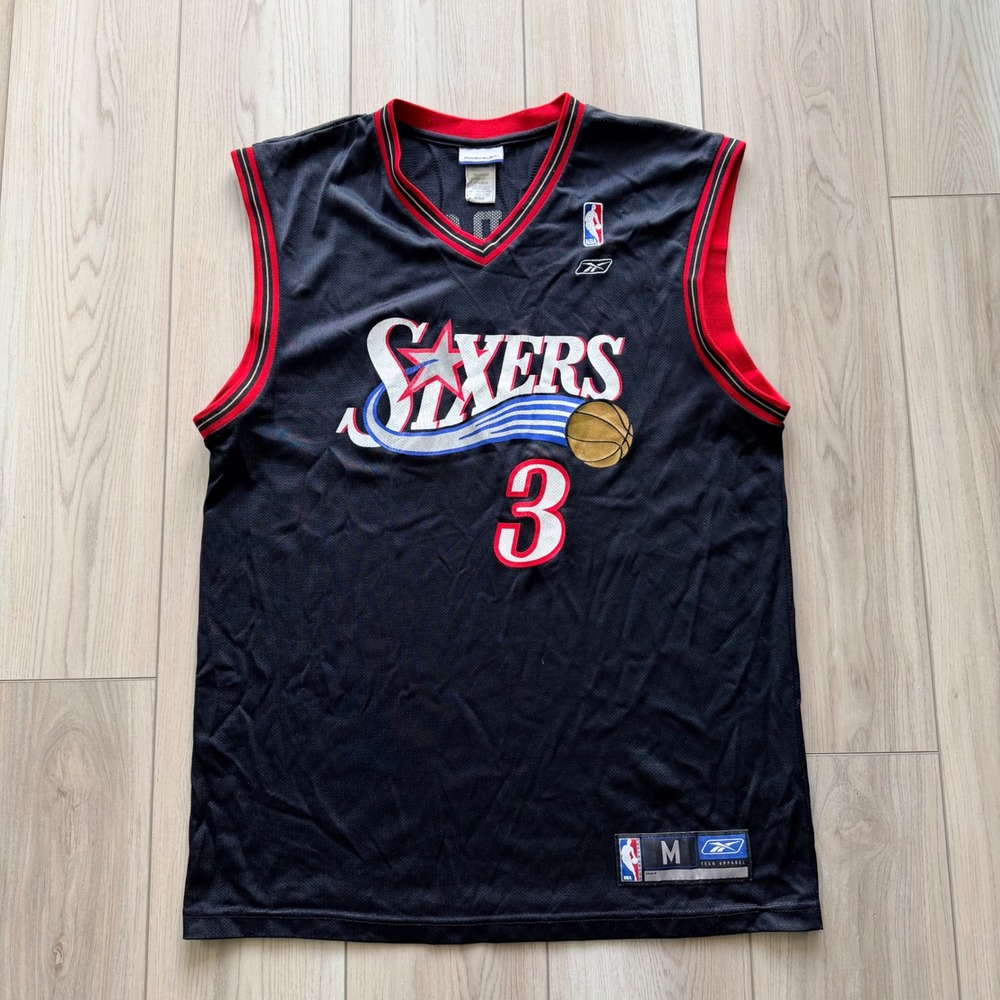 Vintage Reebok Philadelphia 76ers Allen Iverson Jersey Mens M Black NBA 3
